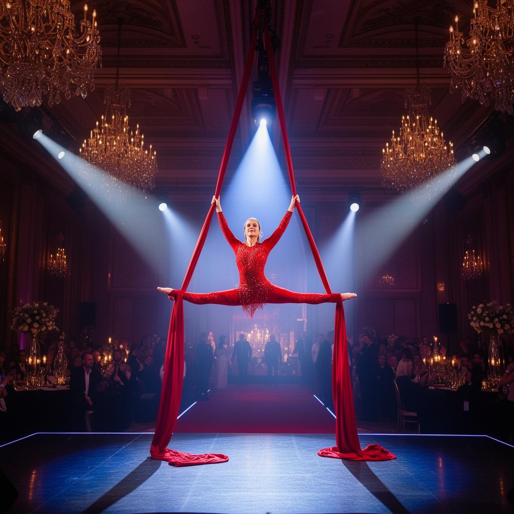 Aerial acrobat performing at a Dubai luxury event
