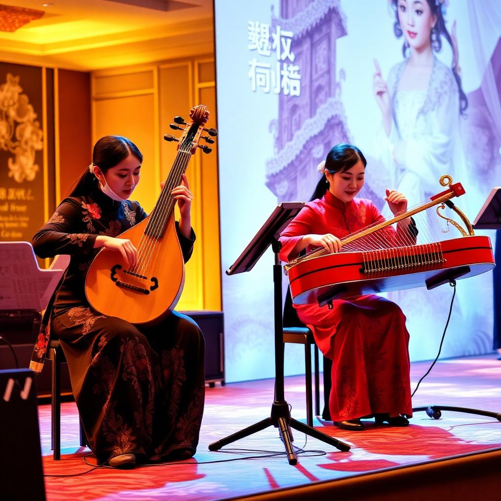 Chinese fan dance performance at a Dubai expat corporate event