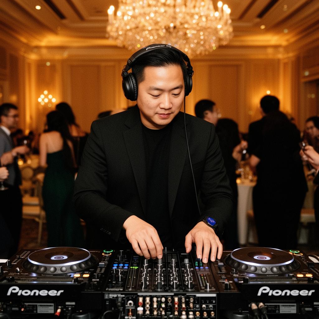 Wedding DJ mixing at a Dubai reception