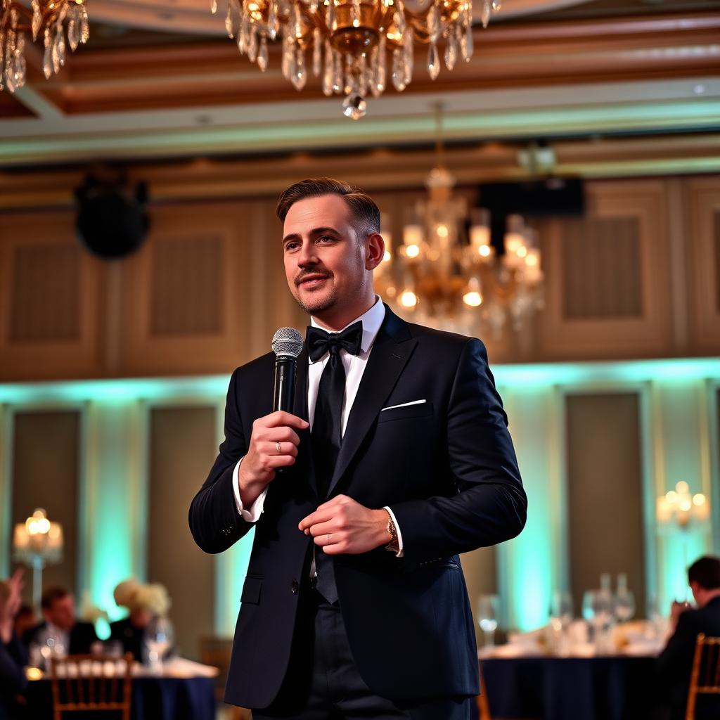 Bilingual emcee hosting a corporate awards event in Dubai