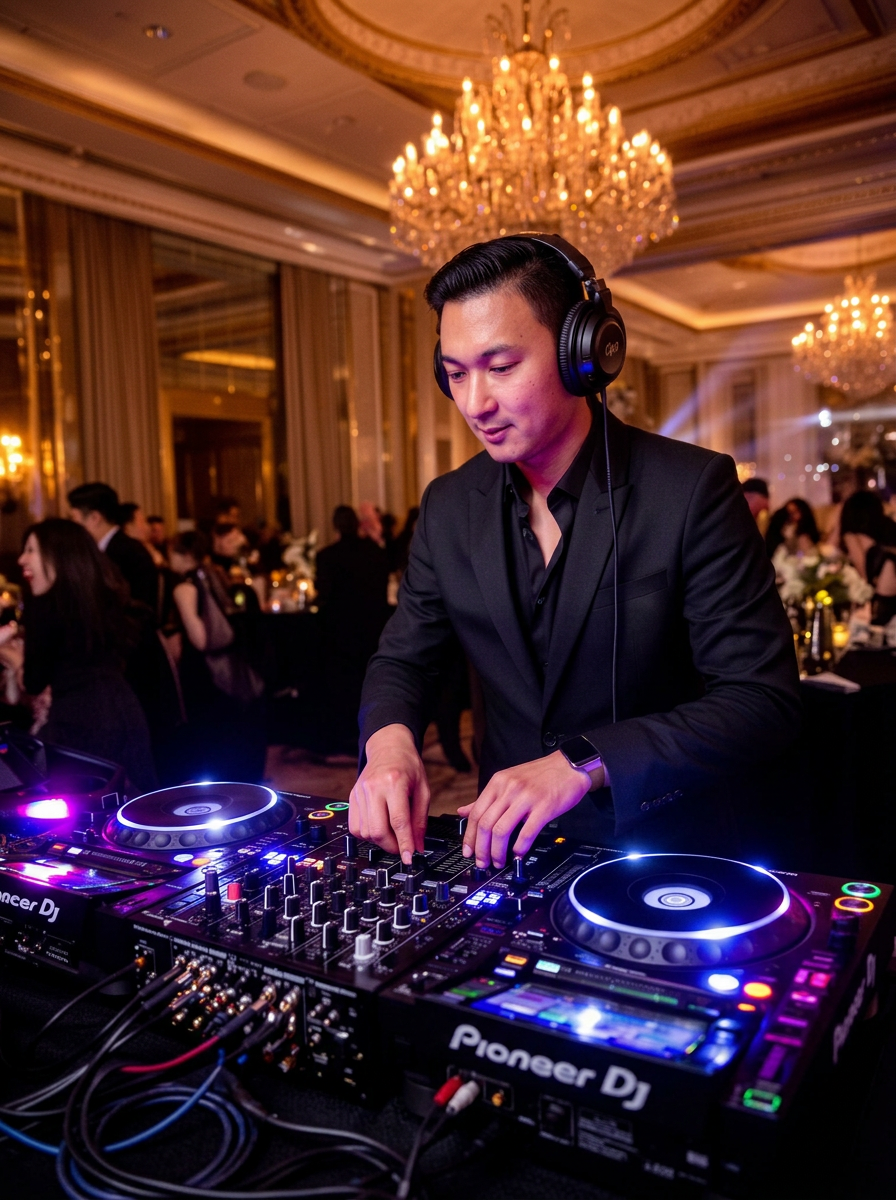 Party entertainers and DJ energising a Dubai celebration