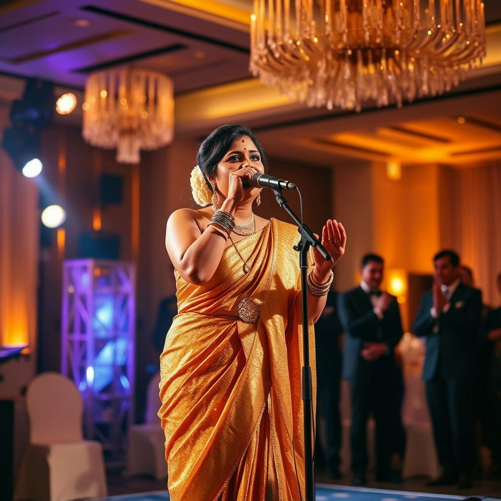 Live vocalist performing at a Dubai gala