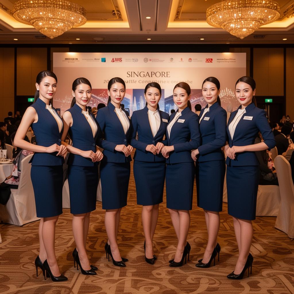 Professional event hostesses at a Dubai corporate reception