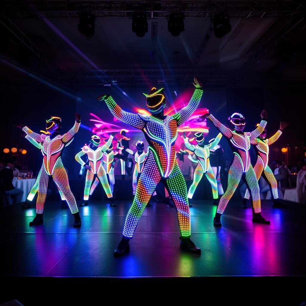 LED costume performers lighting up a Dubai corporate stage