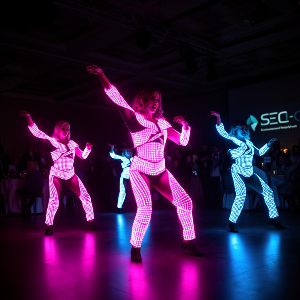 LED dancers illuminating a United Arab Emirates product launch