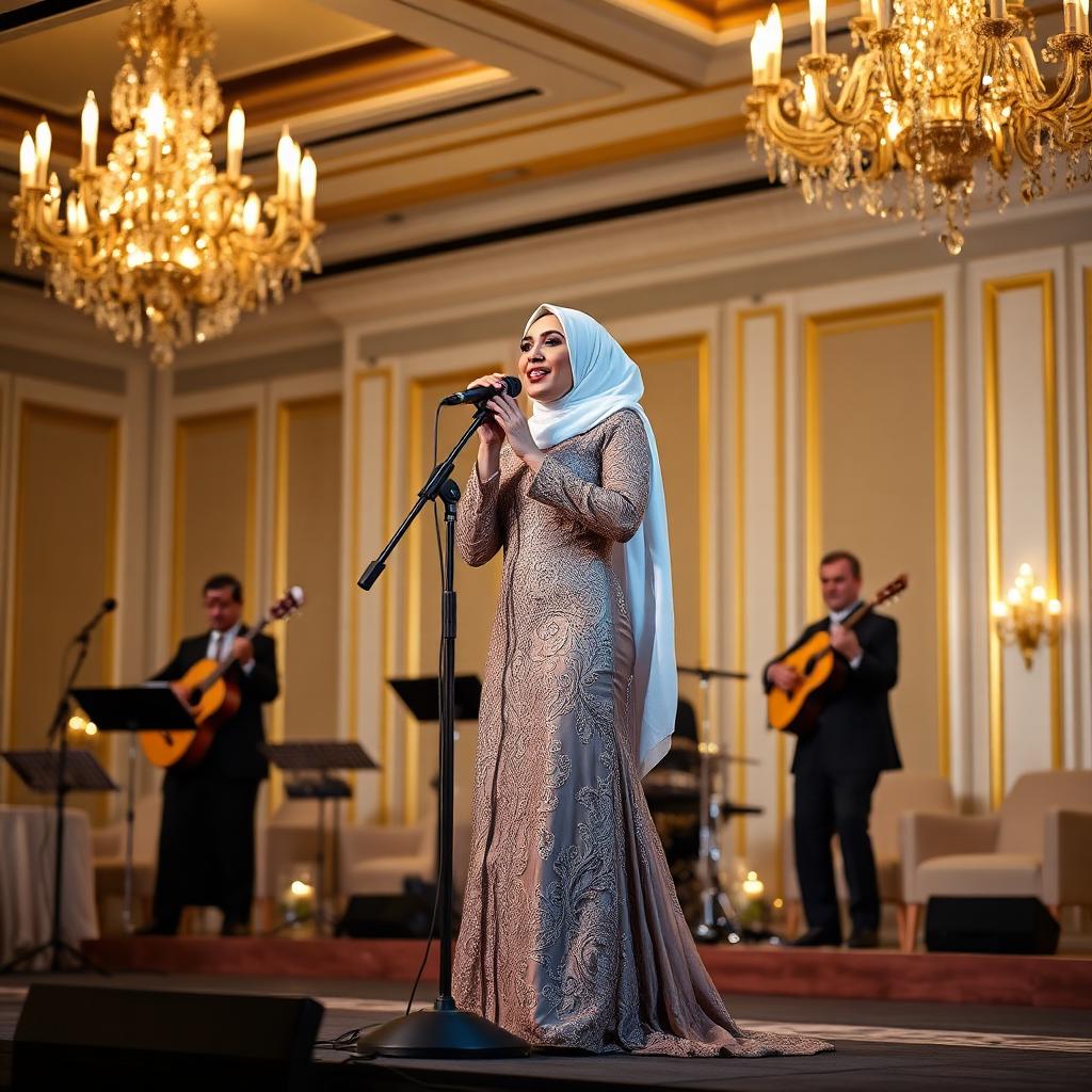 Female Arabic vocalist performing at a Dubai luxury wedding