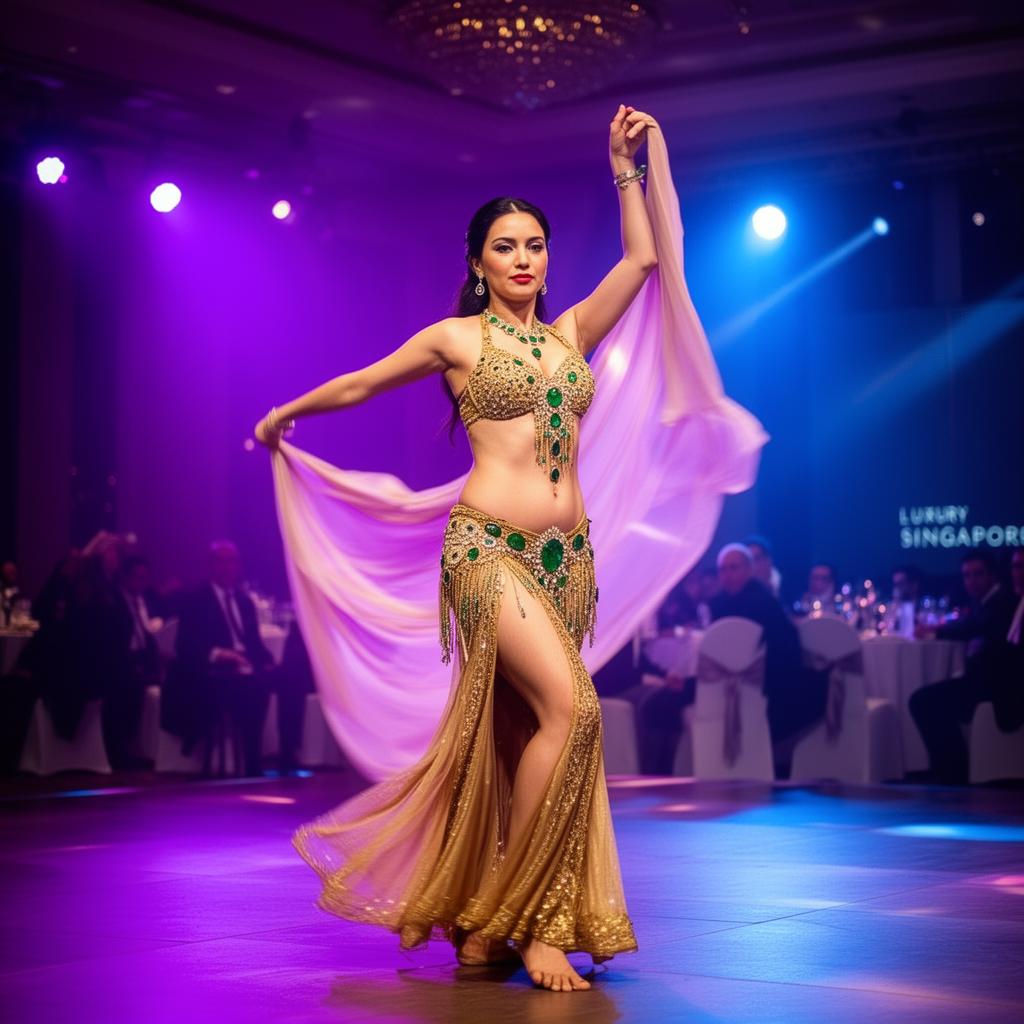 Professional belly dancer performing at a Dubai reception