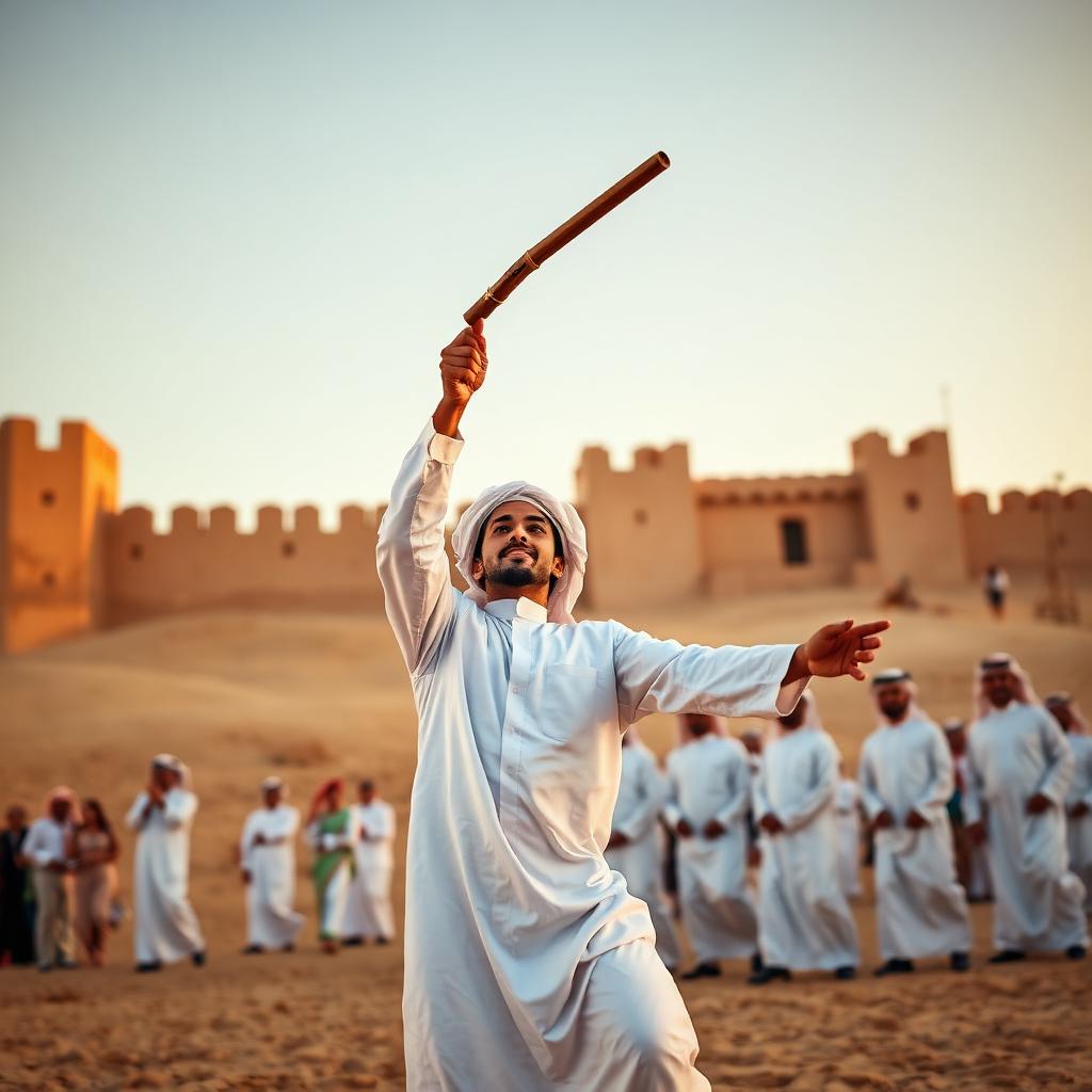 Emirati Yola performer at a UAE National Day event